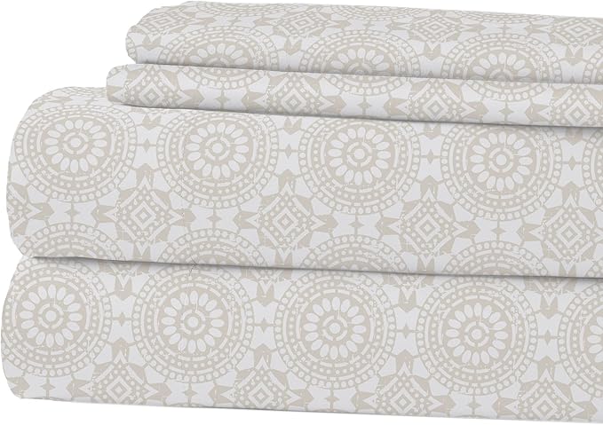 Modern Threads Printed 4-Piece Extra Soft Bedding Sheets & Pillowcase Set, Deep Pocket up to 16 inch Mattress Abella King