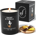 NORVENCE Candles for Men, Smoke ＆ Vanilla Scented Candle Gifts for Men and Women, 10oz Soy Candles with Bamboo Lid for Home Scented, Birthday Gifts for Men