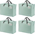 VENO 4 Pack Moving Bags, Christmas Storage Containers, Storage Totes, Zipper On Top, Sturdy, Storage Bags for Camping, Clothes, Bedding, Comforters, Pillows (13 Gallon Light Green, 4 Pack)