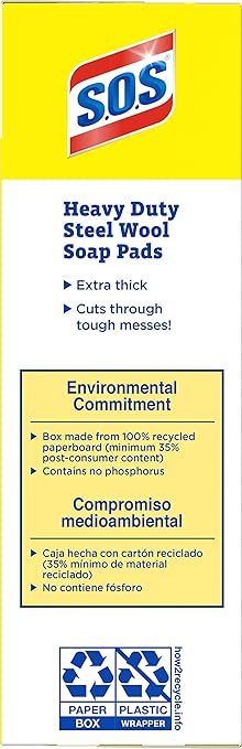 CloroxPro S.O.S Steel Wool Soap Pads, 15 Ct., Pack of 12 (Pack May Vary)