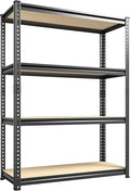 REIBII Storage Shelves Adjustable Metal Shelving 1600LBS Garage Shelves Industrial Metal Shelves 4 Tier Garage Shelving for Warehouse Basement Kitchen Pantry Closet, 11.8" D x 23.6" W x 56.7" H