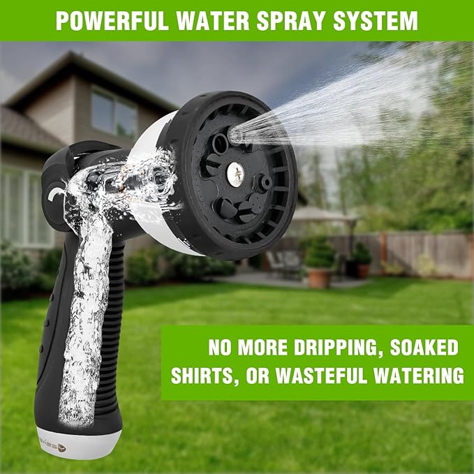 Yesker Garden Hose Nozzle Water Hose Sprayer Nozzle Adjustable 10 Spray Patterns Heavy Duty Metal Nozzles Thumb Control w Non-Slip Grip for Outdoor Watering Plants Lawn Washing Car Pets, Black