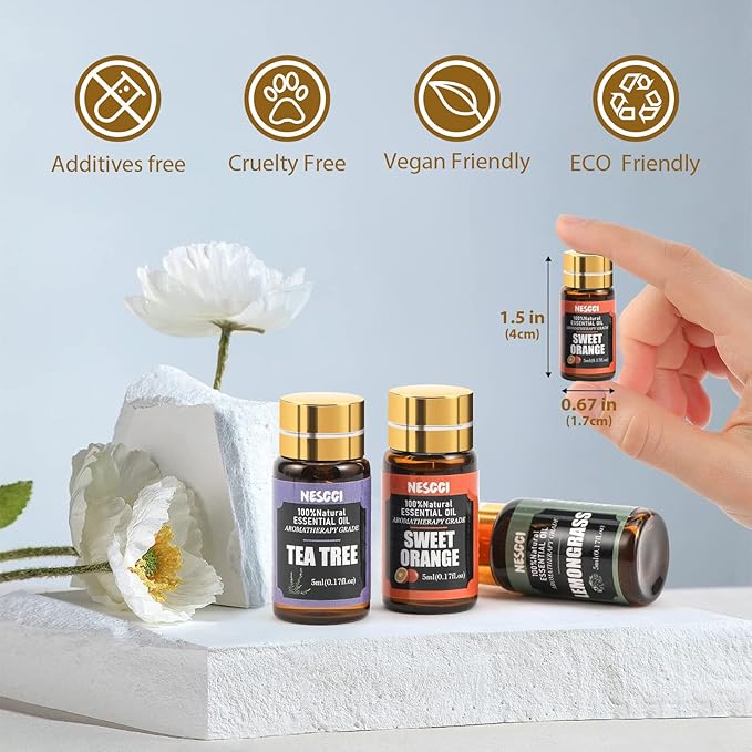 NESCCI Essential Oil Gift Set -Perfect for Diffuser,Humidifier,Candle Making, Halloween, Christmas(18 * 5ML)