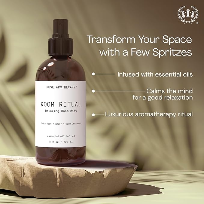 Muse Apothecary Room Ritual - Aromatic and Relaxing Room Mist, 8 oz, Infused with Natural Essential Oils - Aloe + Eucalyptus + Lavender, 2 Pack