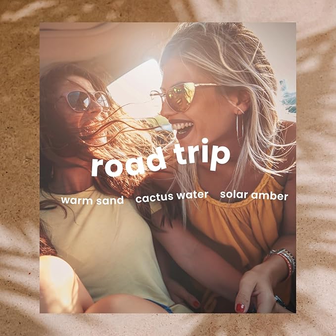 Moodcast Road Trip Scented Candle - Aesthetic Candle for Home, Cactus Water, Amber & Warm Sand, Clean Coco Wax Blend, Vegan, Paraben Free, 45-Hour Long Lasting Burn - 8oz