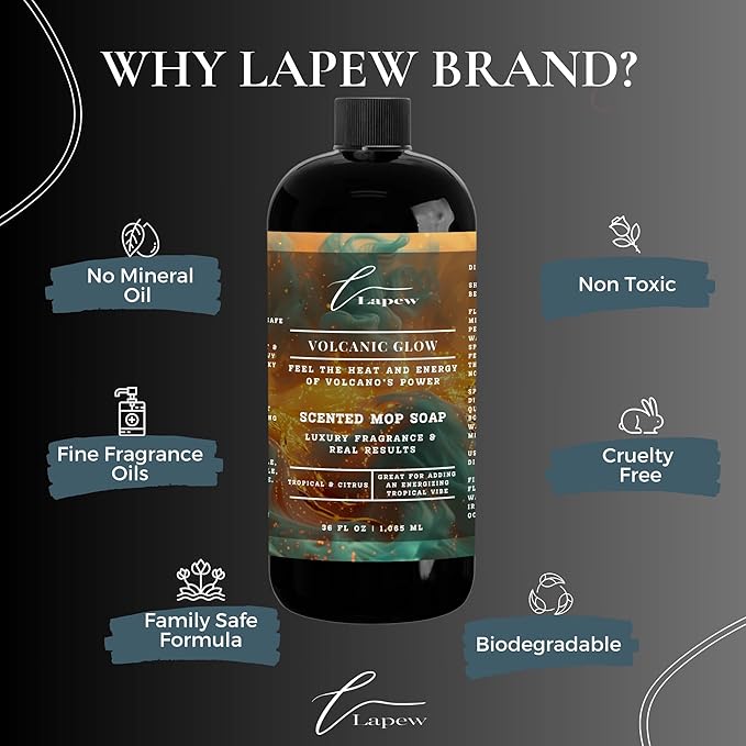 Lapew Volcanic Glow Scented Mop Soap Concentrate 36 oz | Premium Fragranced Floor Cleaner | Streak-Free | Hard Floor Cleaning Solution | Eco Friendly | Made in USA (Volcano)