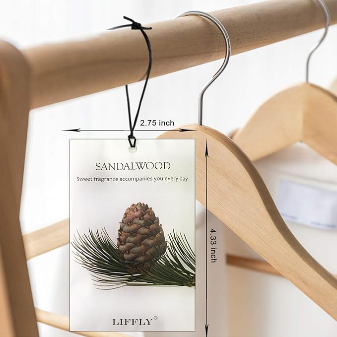 LIFFLY 14 Packs Sandalwood Scented Sachets Bag for Drawer and Closet Long Lasting Gift