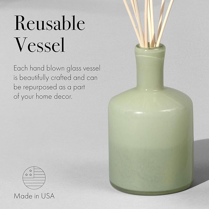 LAFCO New York Signature Reed Diffuser, Fresh Cut Gardenia - 15 oz - Up to 9 Months Fragrance Life - Reusable, Hand Blown Glass Vessel - Natural Wood Reeds - Made in The USA