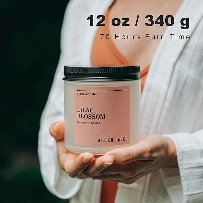 Lilac Blossom Scented Candle, 12oz Natural Soy Non Toxic, 70H Burn Time 2 Wick Aromatherapy Candles for Home Scented, Gift-Ready for Hosts & Gatherings | Elegant Home Decor