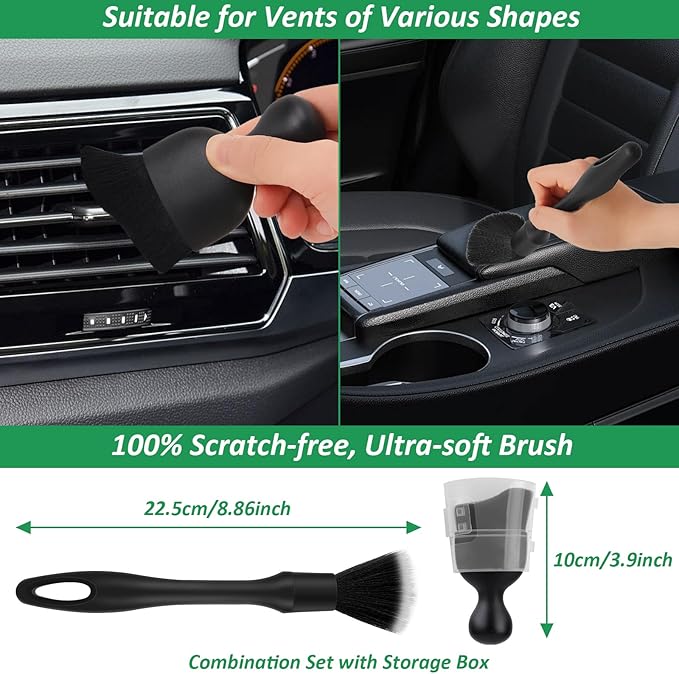 Goeveo 18PCS Car Detailing Brush Set, Car Interior Detailing Kit for Cleaning Interior, Exterior, Wheels, Dashboard, Upholstery Care, Professional Car Care Kit for Car Owners and Enthusiasts