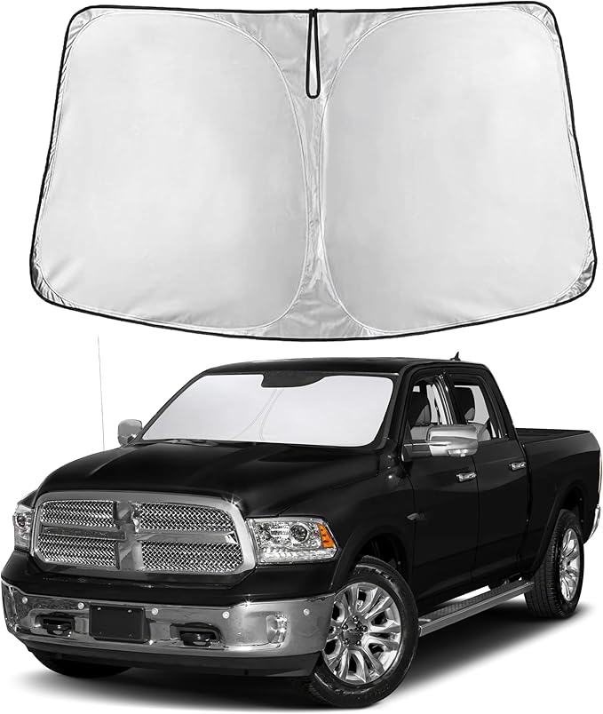 EcoNour Custom Windshield Sun Shade for RAM 1500 2011–2018 | Full-Size Truck Front Window Heat & UV Shield | Foldable Multi-Layer Sun Cover