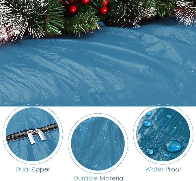 Hearth & Harbor 7.5 ft Christmas Tree Storage Bag - Artificial Christmas Tree Bag with Reinforced Handles, Dual Zipper, Wide Opening - Large Storage Container for Trees and Decorations, 2 Piece set