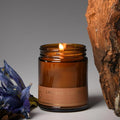 Bia Candle Co Soy Blend Candle, Woody Tuscan Leather, Sandalwood & Cedar with Iris – Long-Lasting Clean Burn, Lead-Free Wick – Brown Glass Jar, Gold Lid – Smokin’ Cowboy Scent, 7 oz