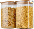 D2scrma 156oz Airtight Glass Square Storage Canister with Bamboo Lid Set of 2(4600ml*2) Large Gallon Glass Jars for Sugar, Flour, Cookies and Coffee beans (‎with Black Lable)