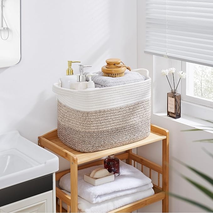 Storage Baskets for Organizing, Woven Baskets for Shelves, Rectangle Decorative Organizer for Storage Clothes, Toy, Books, Towels Nursery Bins 3 Pack (Gradient Yellow, 15.75"x11.8"x9.85")