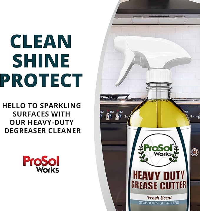 PROSOL WORKS Degreaser Cleaner Heavy Duty Cleaning Spray 16 oz - Kitchen Cleaner for Stubborn Splatters, Stove Top, Grill, Drip Pans, & Oven Cleaner - Safe on All Surfaces - Fresh Scent