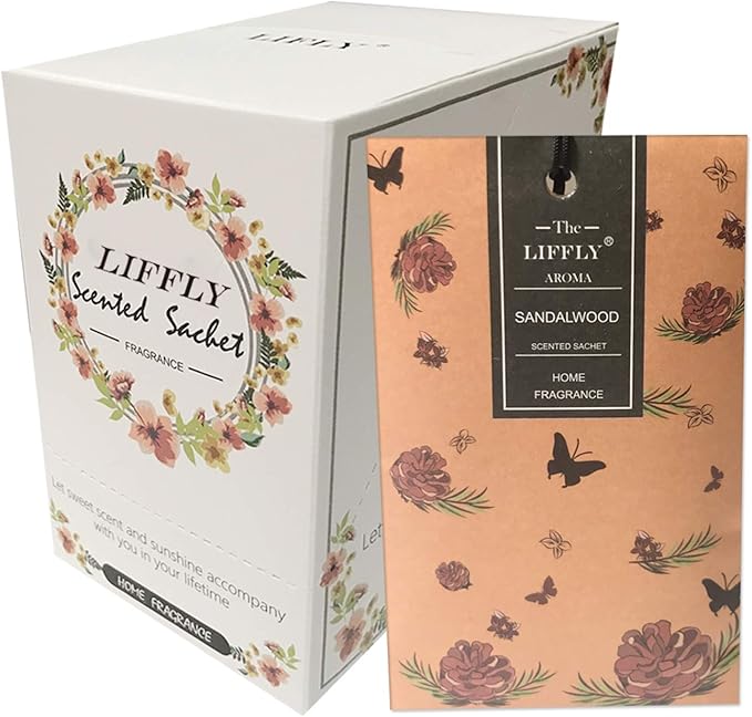 LIFFLY 14 Packs Sandalwood Scented Sachets for Drawers and Closets