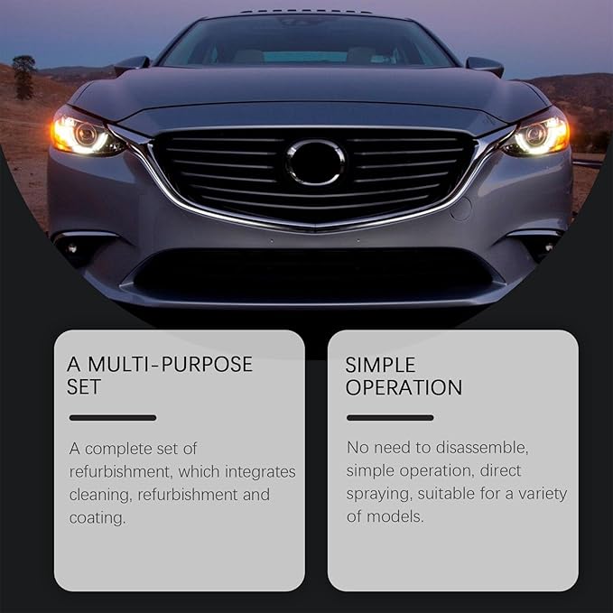 Lanenow Homonth Headlight Refurbishment Kit, Removes Yellowing & Oxidation, Restores Clarity, Hydrophobic & Gloss Finish for All Vehicles