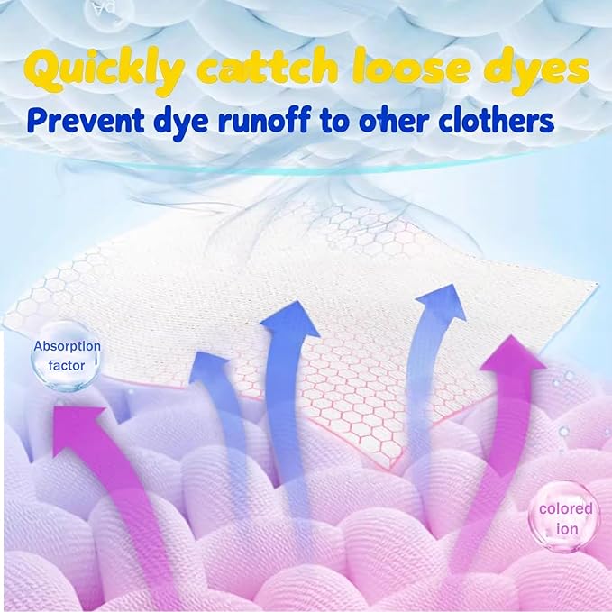 Color Catcher Sheets for Laundry Dye Absorber Sheets Prevent Color Bleeding Fragrance Free Color Grabbers for Mixed Washes Clothes Quilts