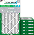 Filterbuy 16x24x2 Air Filter MERV 8 Essential Dust & Allergy Defense (6-Pack), Electrostatic Pleated HVAC AC Furnace Filters Replacement, Made in USA (Actual Size: 15.38 x 23.38 x 1.75)