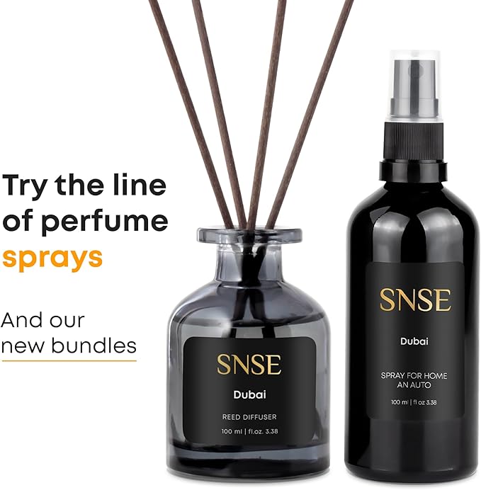 SNSE Dubai Perfumed Reed Diffuser Set - Premium Reed Diffusers for Home with Diffuser Reeds, Luxurious Gift Aroma, Sophisticated Scent, Ideal for Relaxation, Elegant Home Fragrance
