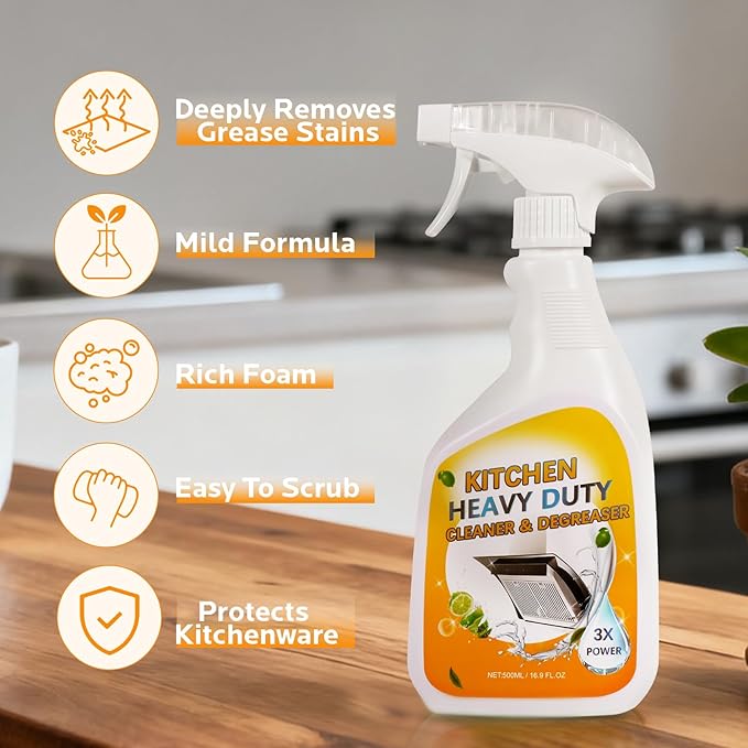 Wind in Hand Kitchen Cleaner Spray for Oven Cleaner - clean up kitchen oil stains Degreaser for Range Hoods, Cooktop Cookware & Appliances - Rich Foam & Deep Cleaning for Heavy Duty