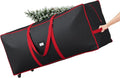 ELYKEN 7.5FT Christmas Tree Storage Bag with Wheels, Rolling Storage Bag for Artificial Christmas Tree and Decorations, Heavy Duty 600D Oxford Fabric, Length-Adjustable Handles, Dual Zippers, Black