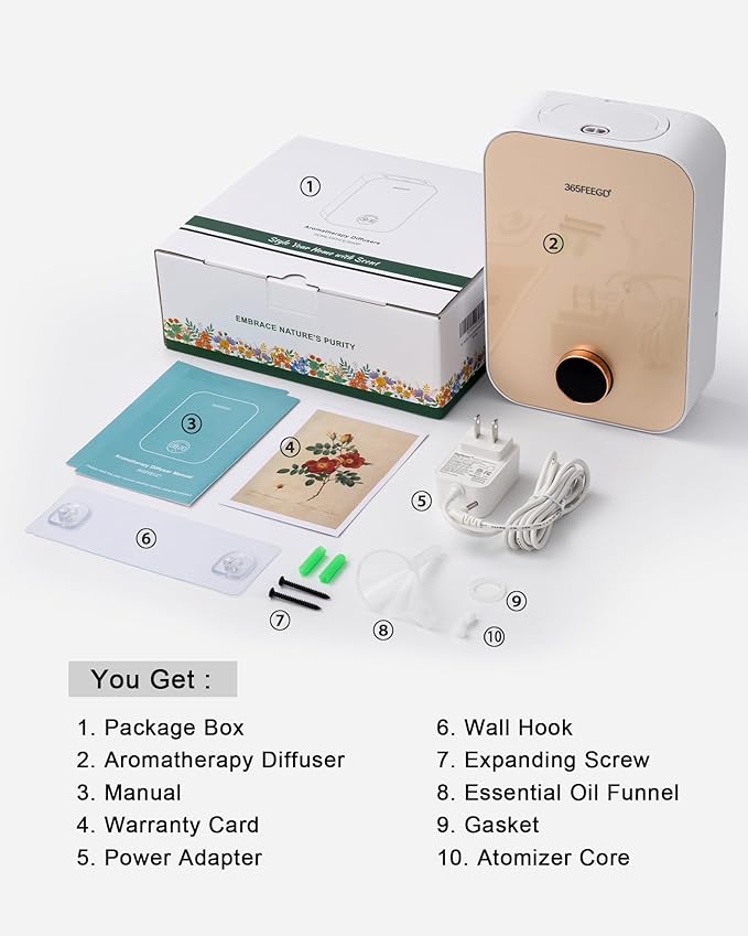 Home Diffuser|150ml Large Capacity Essential Oil Diffuser|Smart Bluetooth Controlled Pure Essential Oil Diffuser|24/7 Customizable Settings (White Gold)