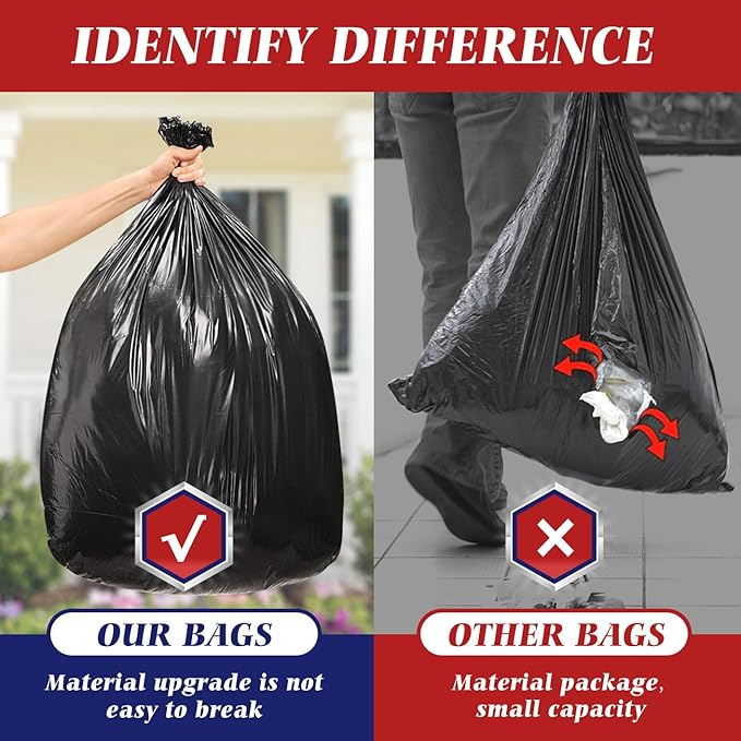 30-33 Gallon 300 Counts Large Trash Bags Black Garbage Bags, Large Trash Can Liners for Home,Kitchen,Office,All Purpose Light Residential or Commercial Waste,Outdoor Lawn and Leaf Bags
