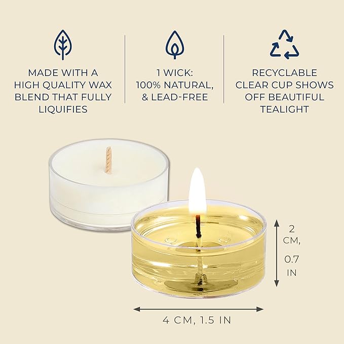PartyLite Set of 12 Tea Lights Candles, Creamy Coconut Milk with Orange Flower Scent, Aromatherapy Scented Candles Gift Set, Up to 4 to 6 Hours Burn Time