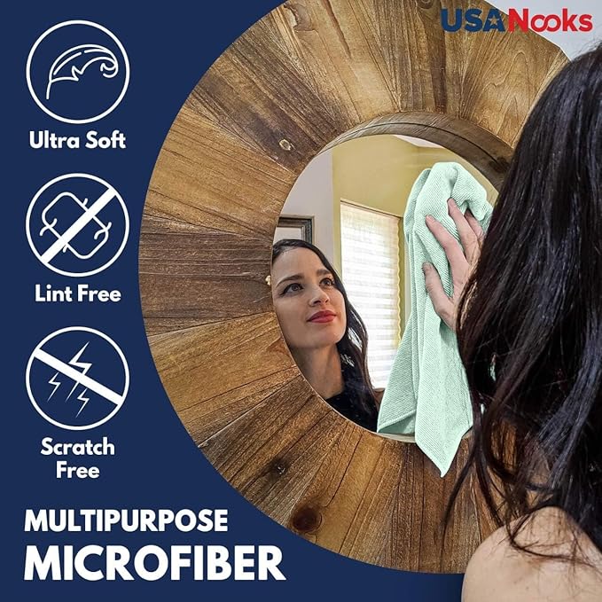 USANOOKS Microfiber Cleaning Cloth - Sea Green - 100Pcs (12.5x12.5 inch) High Performance - 1200 Washes, Ultra Absorbent Car Towel Traps Grime & Liquid for Streak-Free Mirror Shine - car Washing cloth