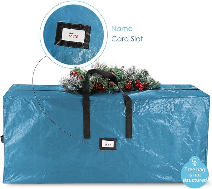 Hearth & Harbor 9 ft Christmas Tree Storage Bag - Artificial Christmas Tree Bag with Reinforced Handles, Dual Zipper, Wide Opening - Large Storage Container for Trees and Decorations