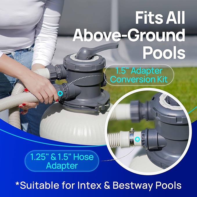 Aquastrong Sand Filter System with 6-Way Valve, Top-Mount Valve Pool Sand Filter, 16in Pool Filter Fits all Above Ground Pools Up to 16000 Gallons