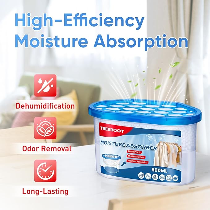 16 Pack Moisture Absorbers, 10.6 OZ Humidity Absorber Bucket, Moisture Absorbers for Closet, Dehumidifier Bucket for Wardrobes, Kitchens and Bathrooms, Fragrance Free Humidity Absorber