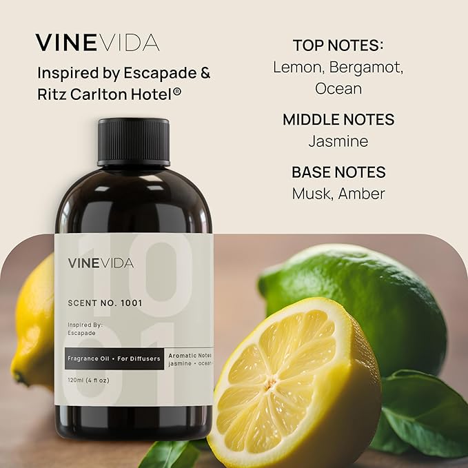 VINEVIDA (32oz) Hotel Diffuser Oil - Home Luxury Scents - Cold Air Diffuser Oil - Hotel Scent Essential Oil - Scent No.1001 Inspired by Ritz Carlton Hotel