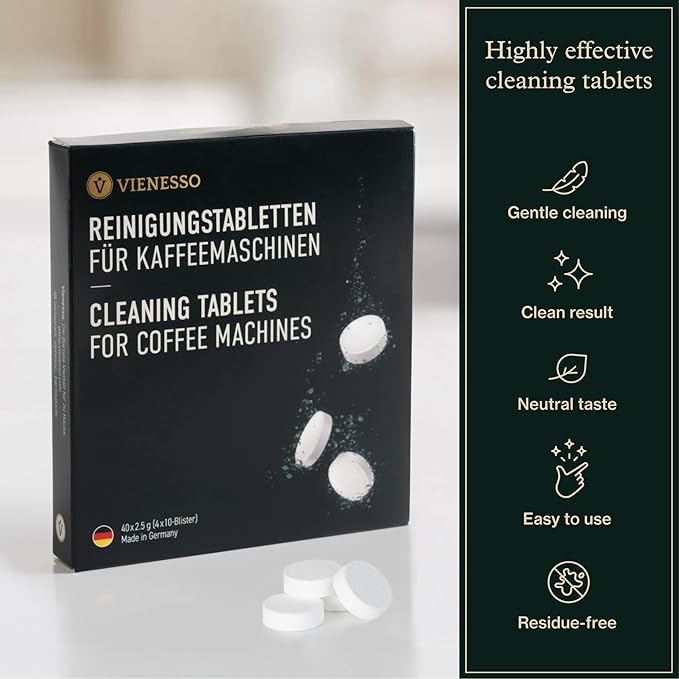 VIENESSO Cleaning tablets for fully automatic coffee machines - Highly effective tablets for all coffee machines e.g. Miele, Breville, Nespresso I environmentally friendly cleaner