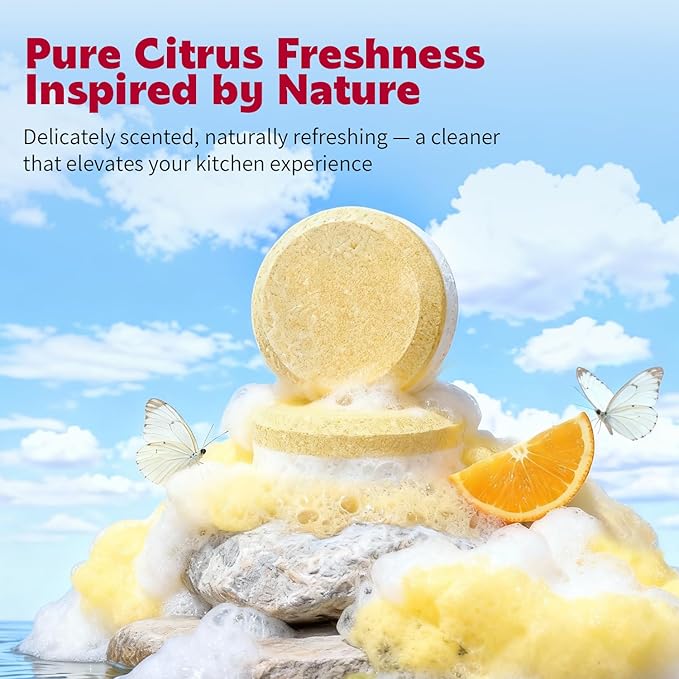 W&E Choice Garbage Disposal Cleaner and Deodorizer Tablets - 26 Pack, Powerful XL Foaming Tablets, Citrus Scent Sink Cleaner and Deodorizer, Septic Safe Kitchen Cleaning Care, 1-Year Supply