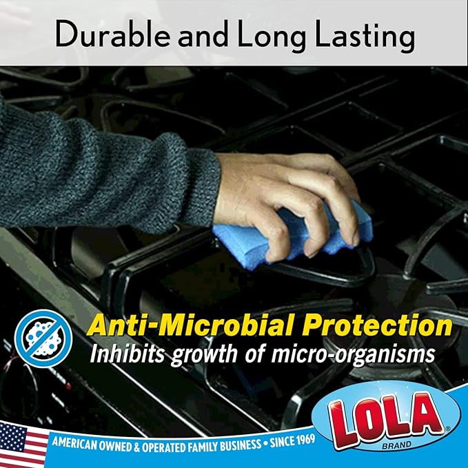 LOLA All Purpose Scrub Sponge, 2 Pack, Made in USA Scrub Sponge- Superior Technology, Non-Scratch, Long Lasting - Dishes, Mugs, Non-Stick Cookware