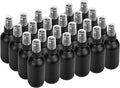 BILLIONSTARS 24 Pack 2oz Glass Boston Round Bottle with Fine Mist Sprayer - Black Frosted - Essential Oils, Bath, Beauty, Hair & Cleaning - Leakproof Travel Bottles