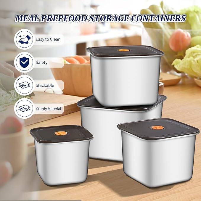 GIUOIDUO 8PC-LFood Storage Containers, BPA Free, Airtight Lids, Ideal for Lunch, Meal Prep & Leftovers，Fresh box， Freezing box