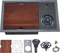 VCCUCINE 23 Inch Gunmetal Black Undermount Bar Sink with Glass Rinser,23x14 RV Small Kitchen Sink Stainless Steel Workstation Wet Bar Sink,16 Gauge Single Bowl Outdoor Prep Sink with Cutting Board