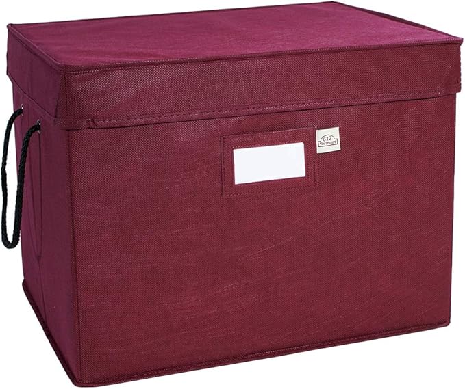 612 Vermont Christmas Ornament Storage Box with Adjustable Acid-Free Dividers, 3 Removable Trays with Handles, 17 Inch x 13 Inch x 13 Inch, Holds 36-4 Inch Ornaments