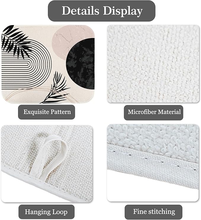 Quick Absorbent Kitchen Drying Mat - Stylish Patterns Dish Drying Mat- 16×18 Inch & 18×24 Inch Kitchen Drainer Mat for Countertops, Dishes & Glassware