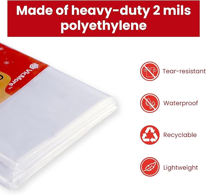 VicMore Christmas Tree Disposal Bag 9x6 ft Clear Plastic – Heavy-Duty, Tear-Resistant & Odorless Polyethylene for Real or Artificial Xmas Tree Removal, Storage & Moving
