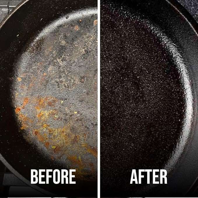 Knapp Made Combo Chainmail Cast Iron Scrubber with Silicone Core - Heavy Duty Rings and Fine Chainmail Rings -Premium Cleaner -Perfect for Cast Iron Cookware,Skillet,Woks