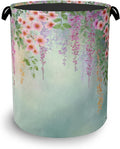 Colorful Flowers Laundry Basket,Foldable with Handles Tote Bag Oxford Cloth for Bathroom Bedroom Dirty Clothes Storage Bucket 16" x 20.8"