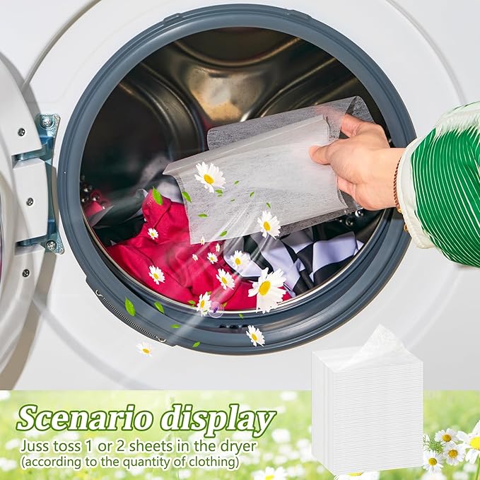 Heigble 600 Count Dryer Sheets Bulk Fabric Softener Fresh Scent Dryer Sheets Naturally Softens and Removes Static Cling, Ideal for Households, Sensitive Skin