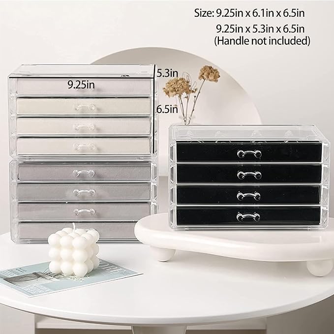 SPAKOWN Earring Organizer, Acrylic Jewelry Box with 5 Drawers, Clear Velvet Earring Storage Display Case with 90 Compartments for Women Girls (Beige)