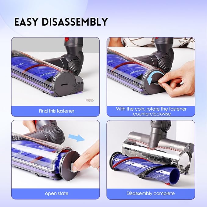 OTTWL Upgrade Anti-Tangle Replacement Vacuum Head Compatible with Dyson V8, Cyclone V10,V11,V15 Cordless Vacuum Cleaners, Suitable for Thin Carpets, Hardwood Floor
