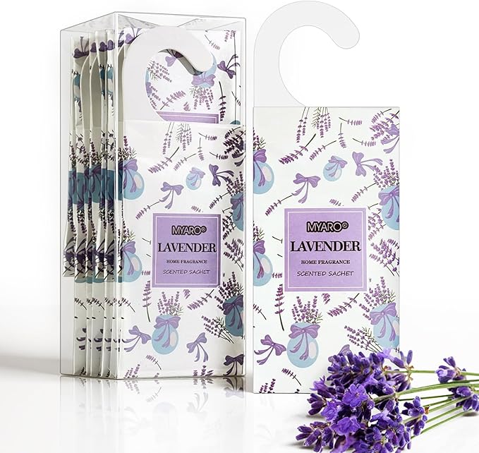 MYARO 12 Packs Lavender Hanging Closet Air Freshener Long Lasting Drawer Deodorizer Smell Good Potpourri Scented Sachet for Home House